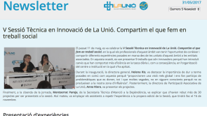 Newsletter de la ‘V Sessió Tècnica en Innovació de La Unió. Compartim el que fem en treball social’