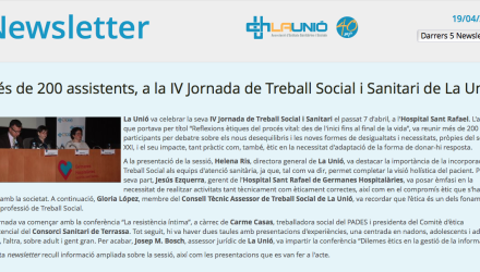 Newsletter de la IV Jornada de Treball Social i Sanitari